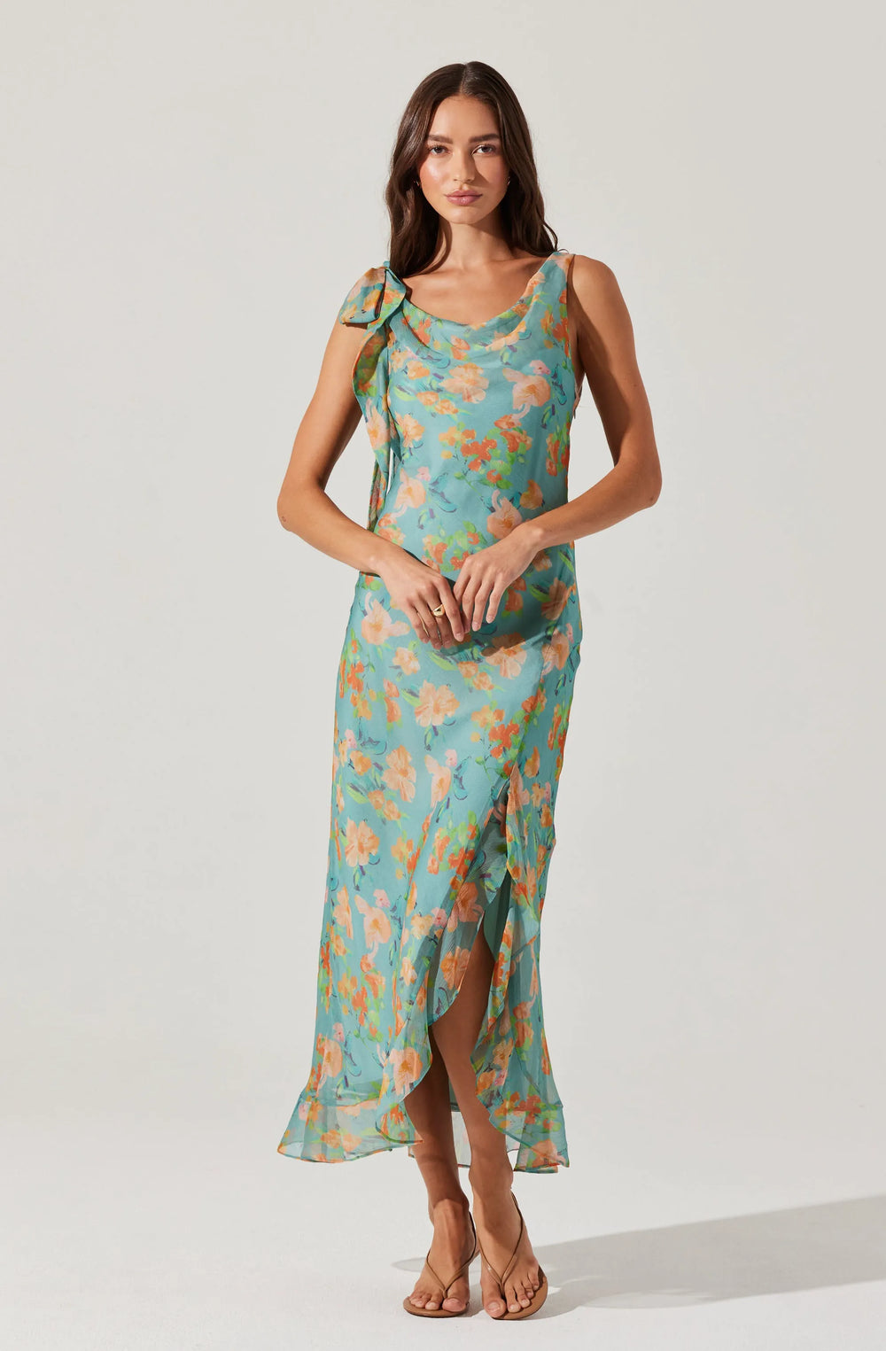 Blue orange floral