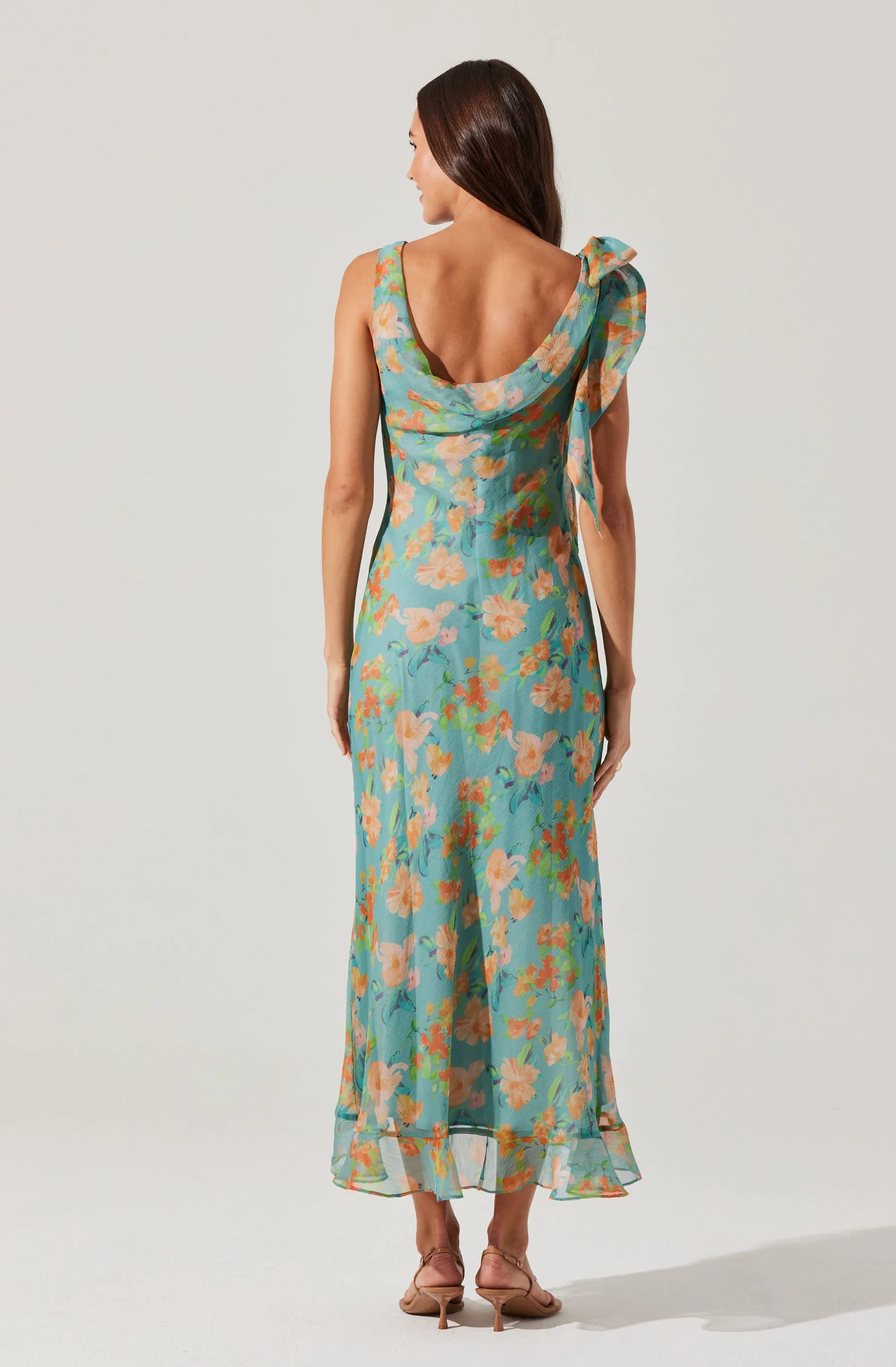Blue orange floral