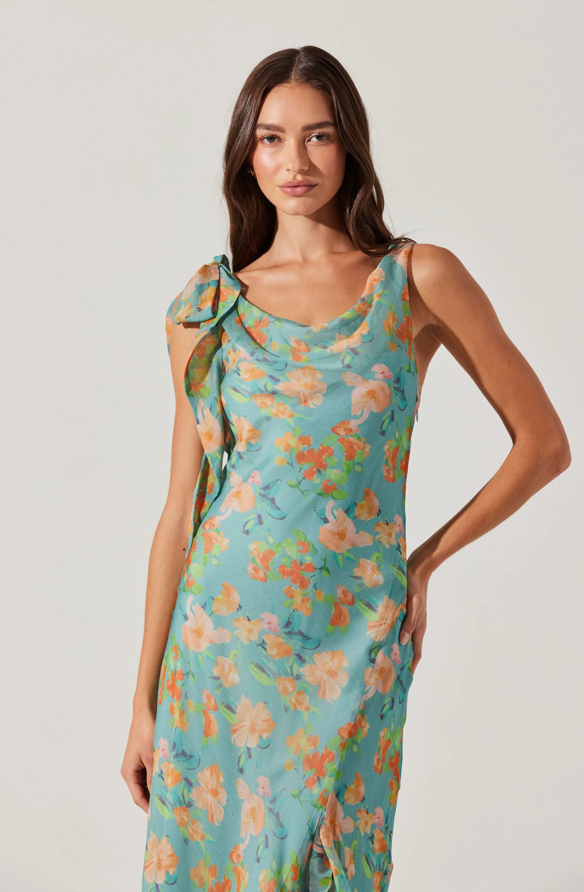 Blue orange floral