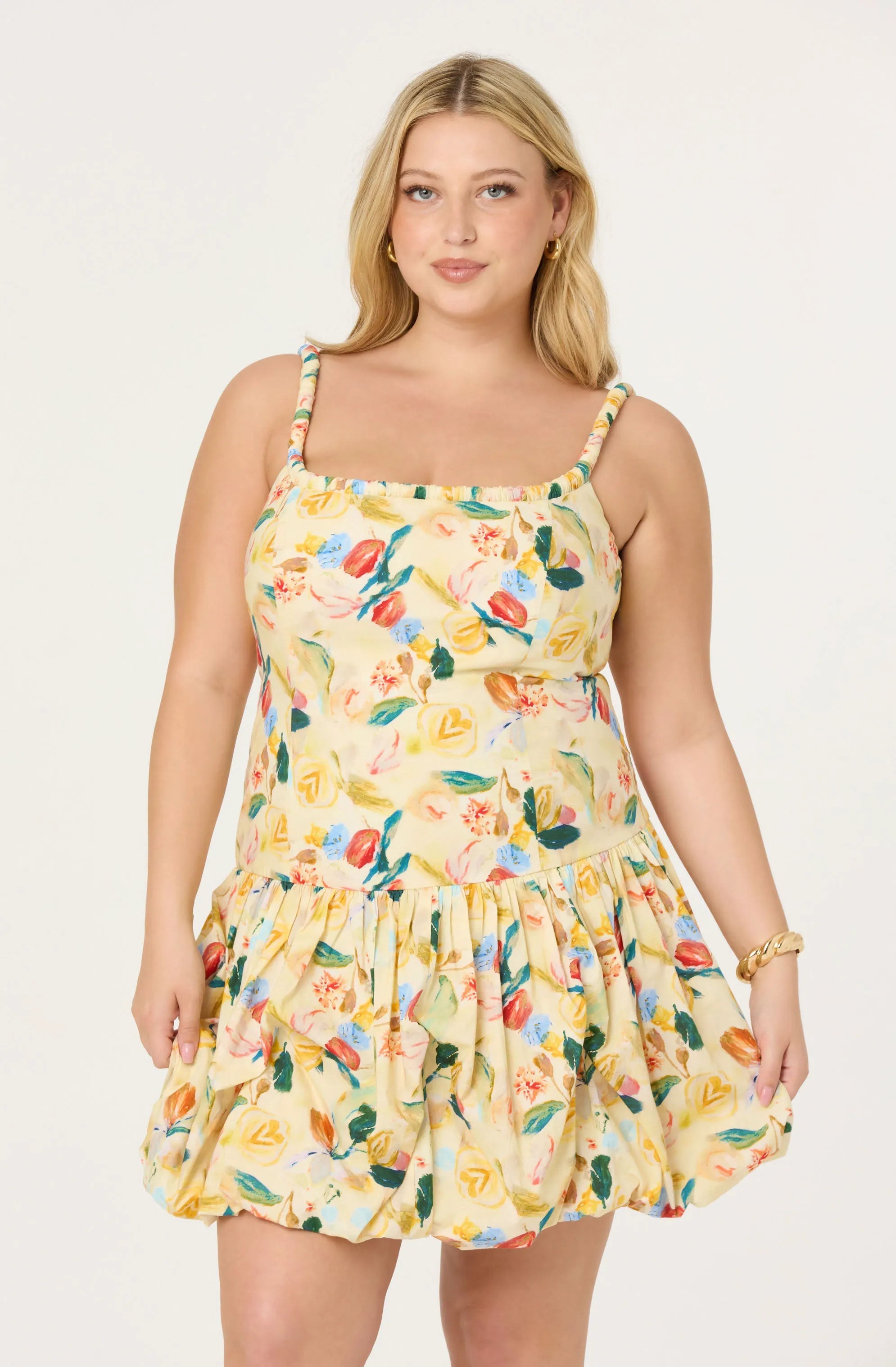 Plus Size - Yellow green floral