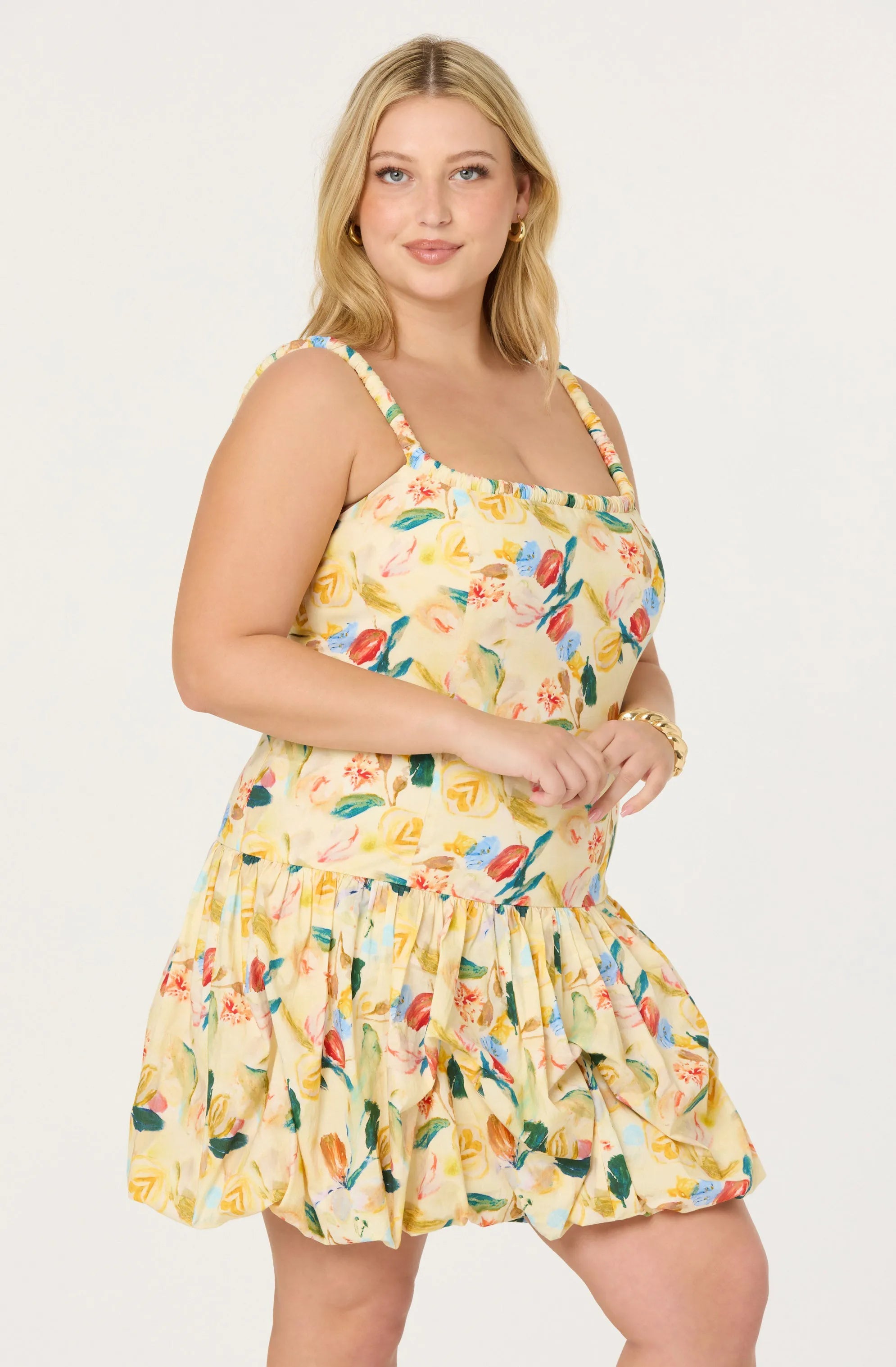 Plus Size - Yellow green floral