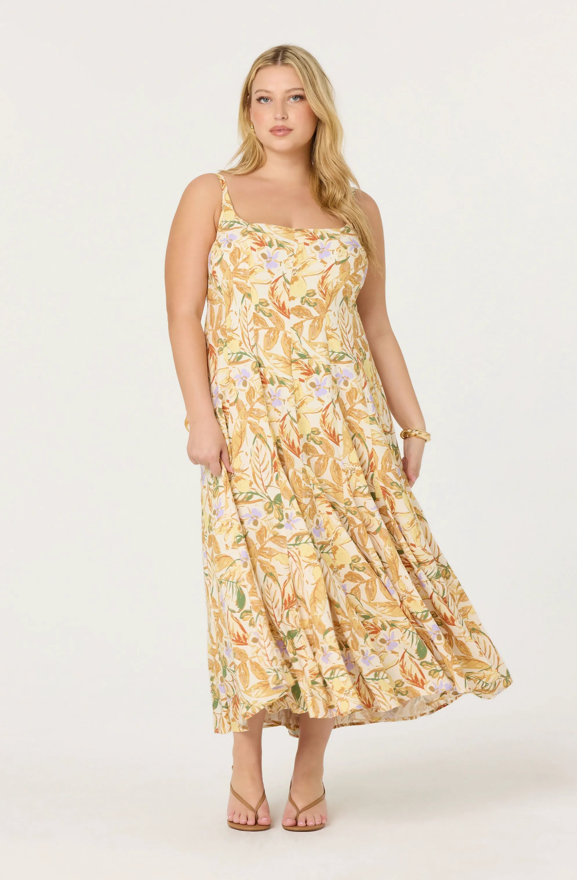 Plus Size - Mustard green tropic