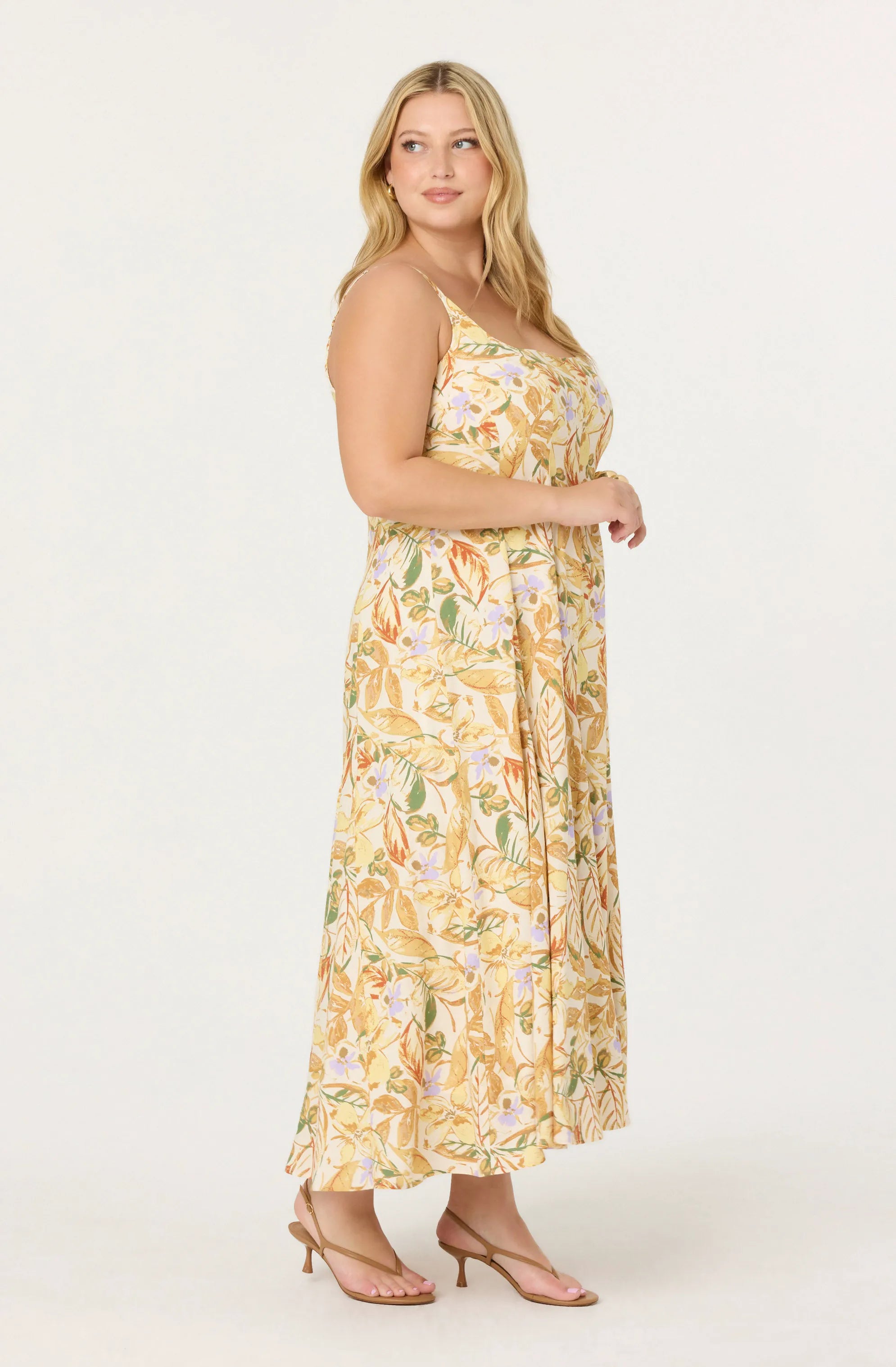 Plus Size - Mustard green tropic