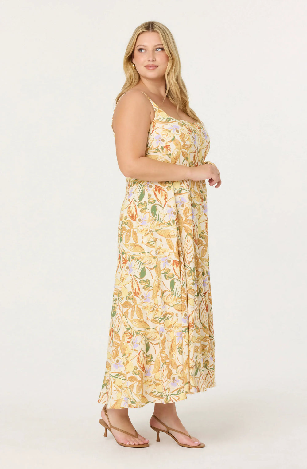 Plus Size - Mustard green tropic