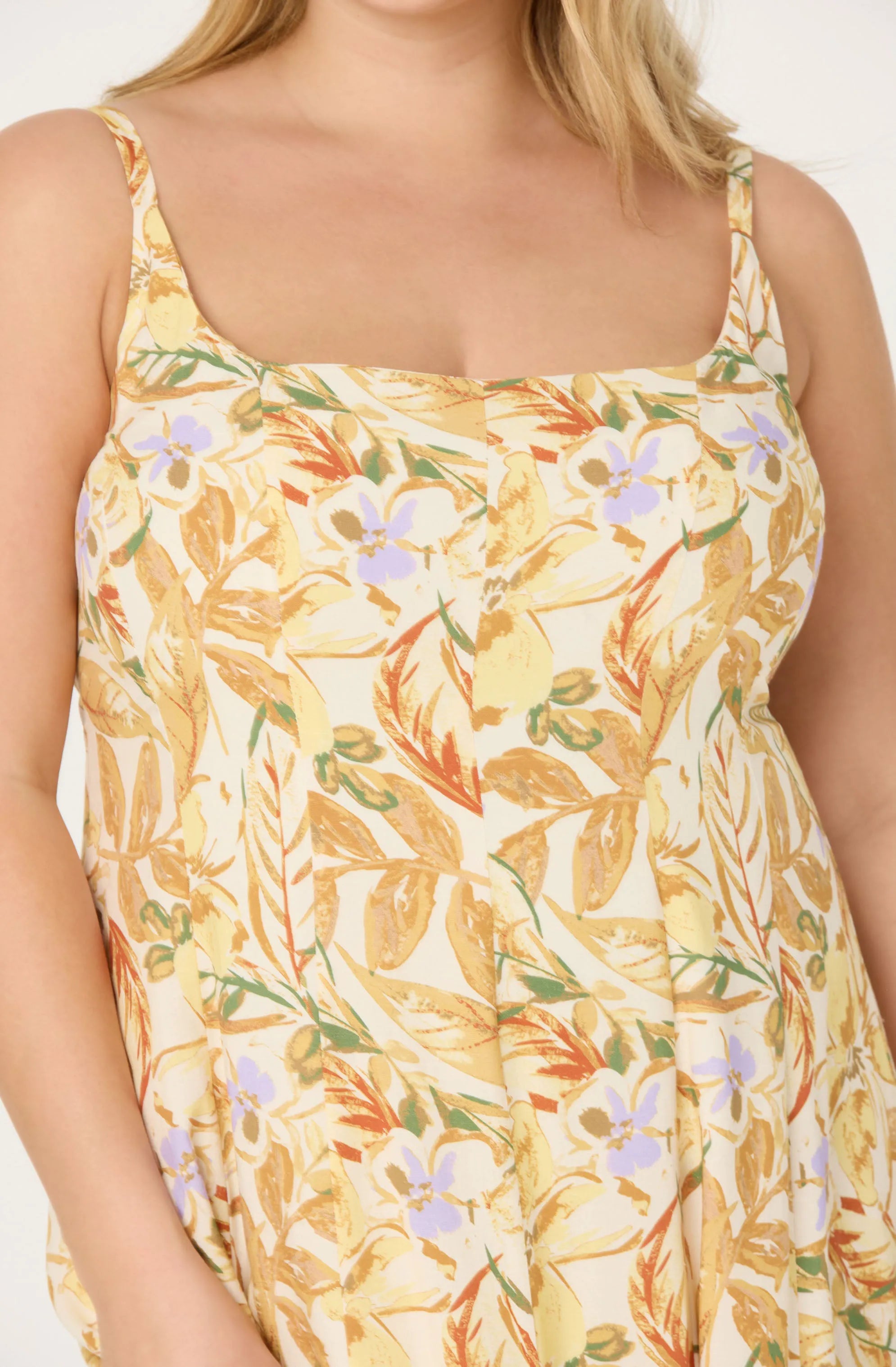 Plus Size - Mustard green tropic
