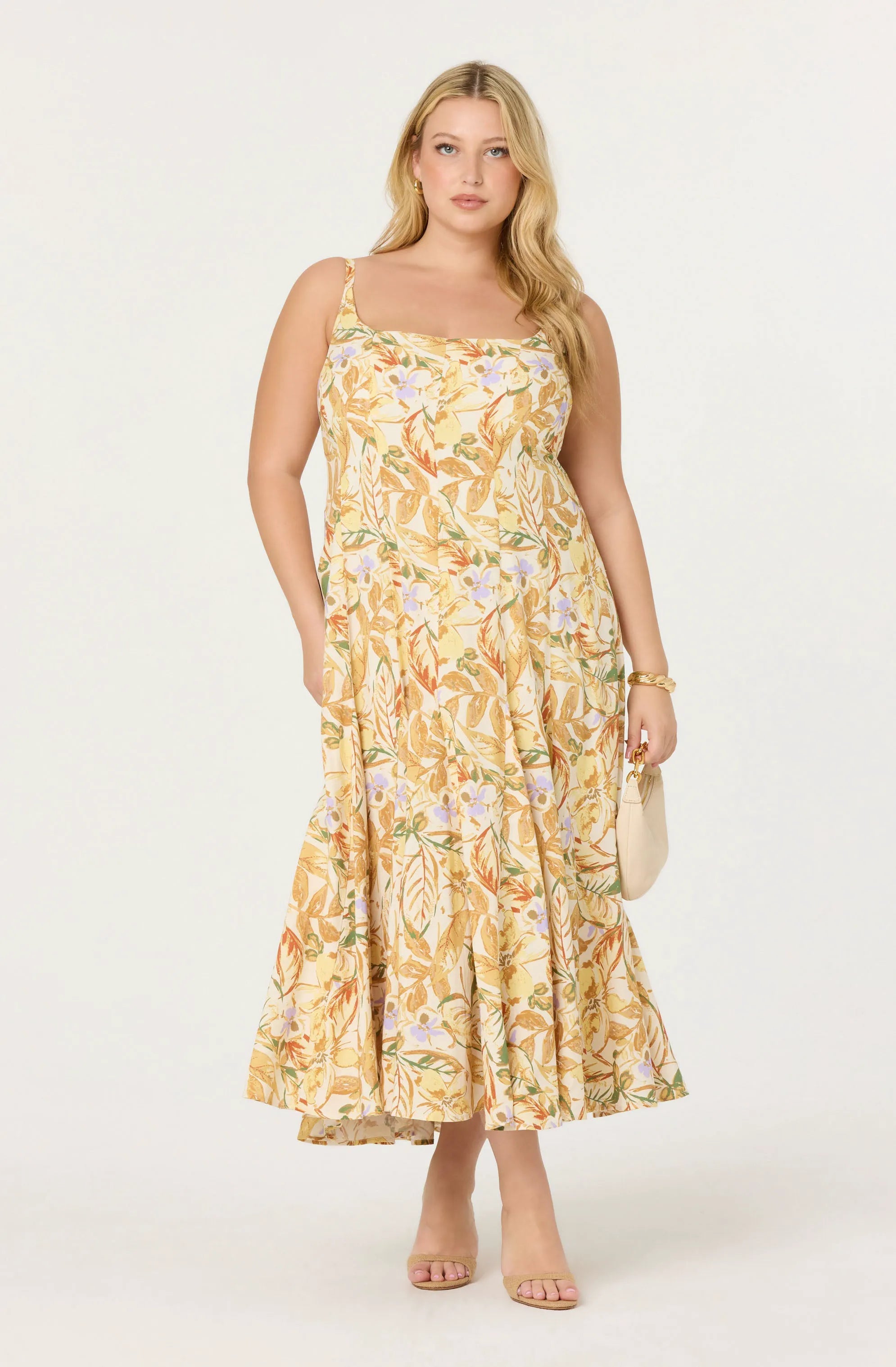 Plus Size - Mustard green tropic