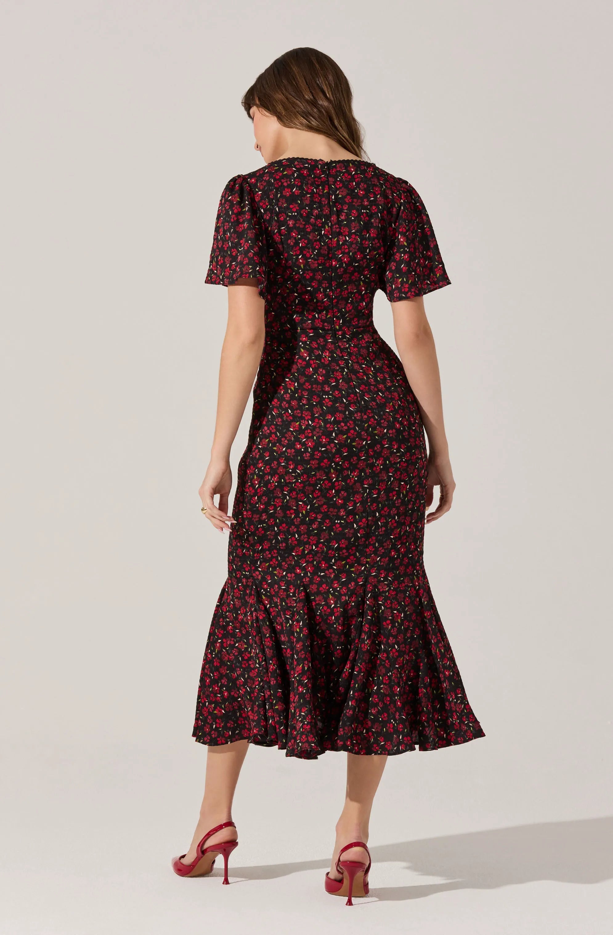 Black red floral