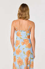 Blue orange floral