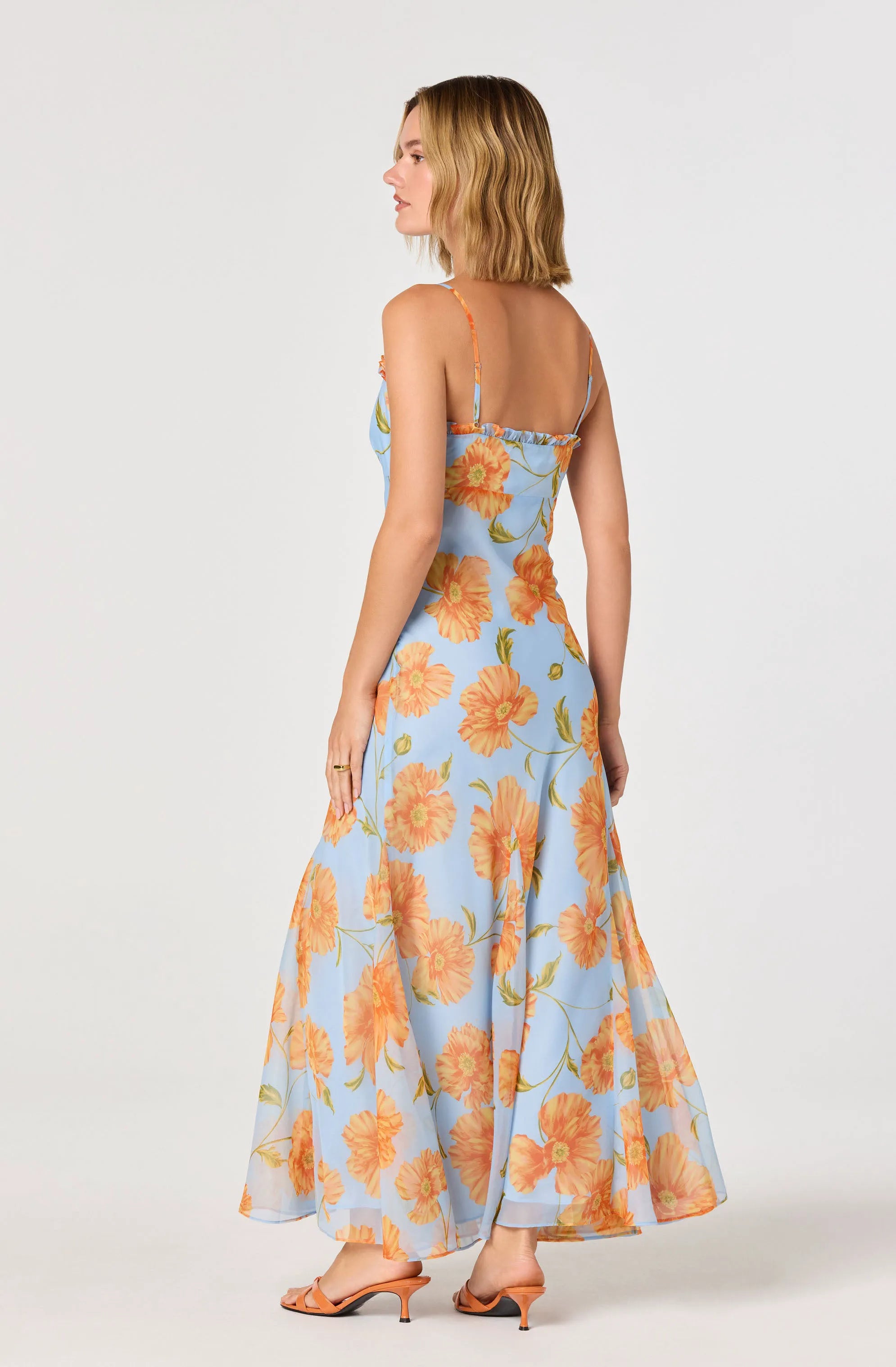 Blue orange floral