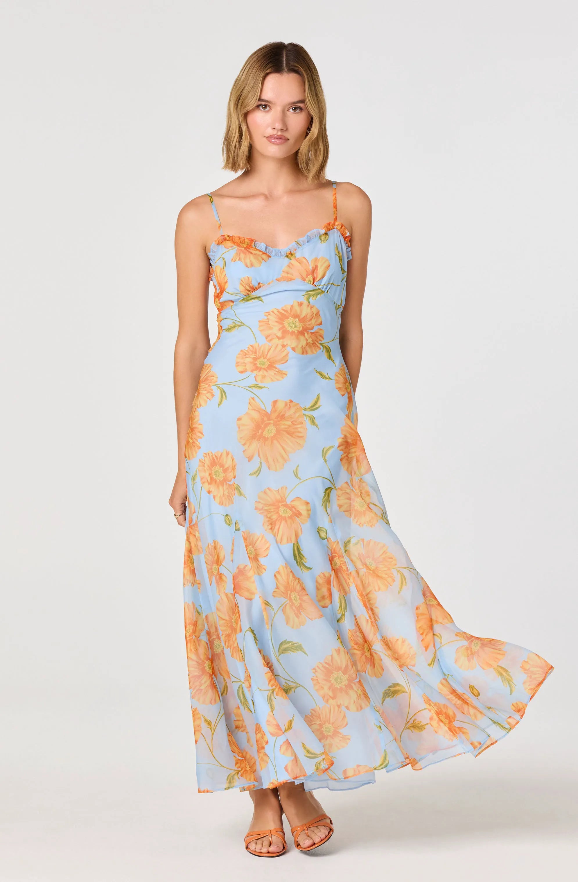 Blue orange floral