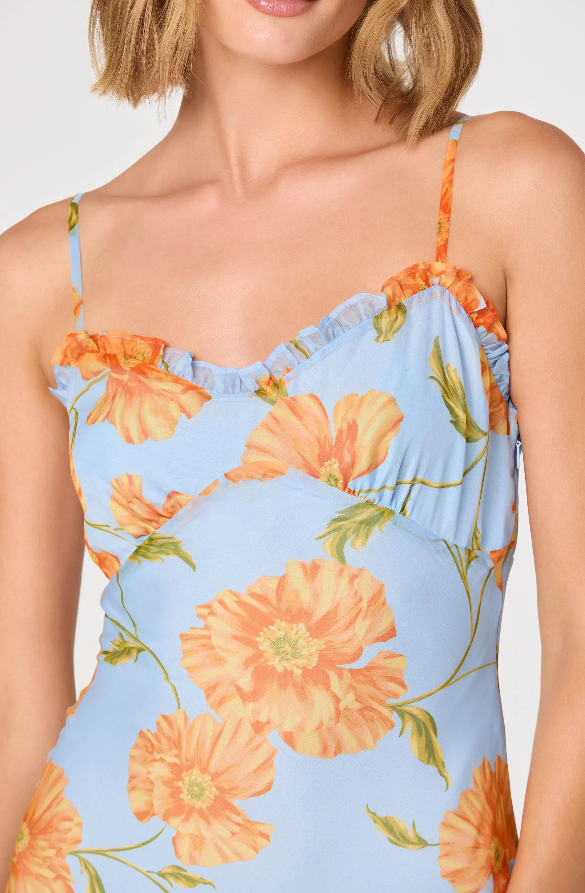 Blue orange floral