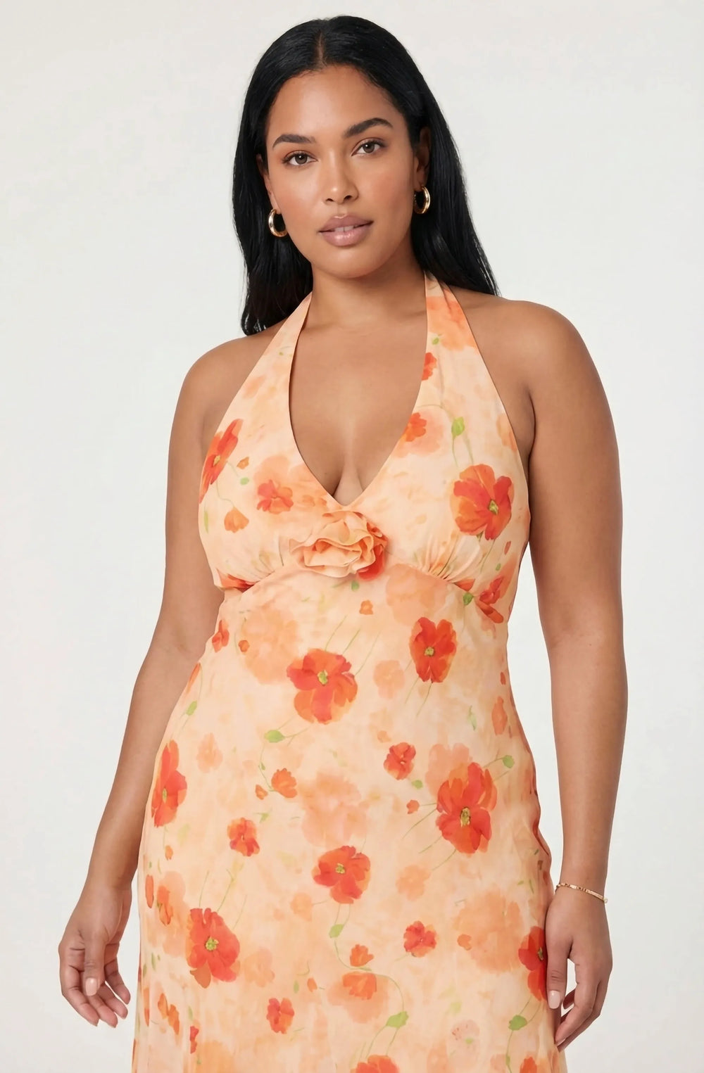 Plus Size - Orange floral
