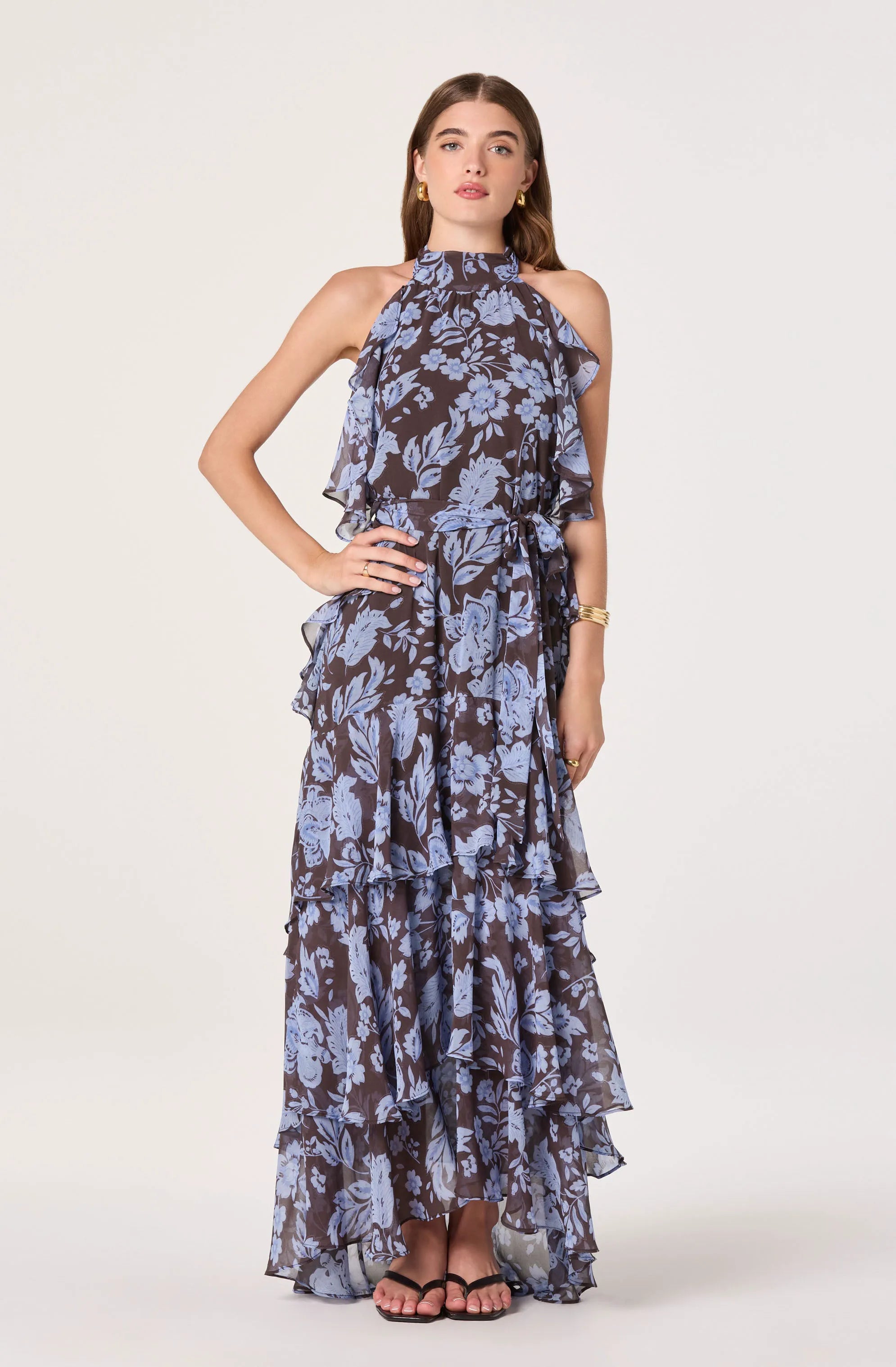 Blue brown floral