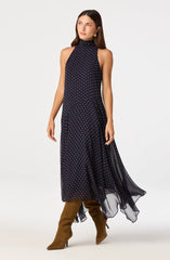 Navy pink polka dot