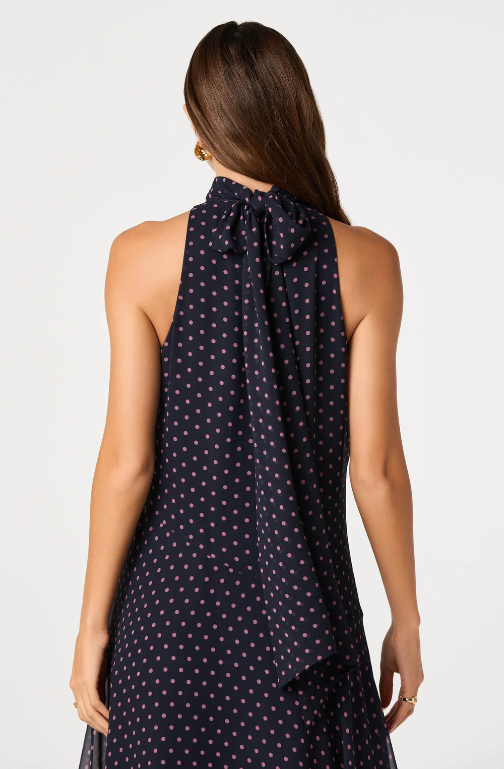 Navy pink polka dot