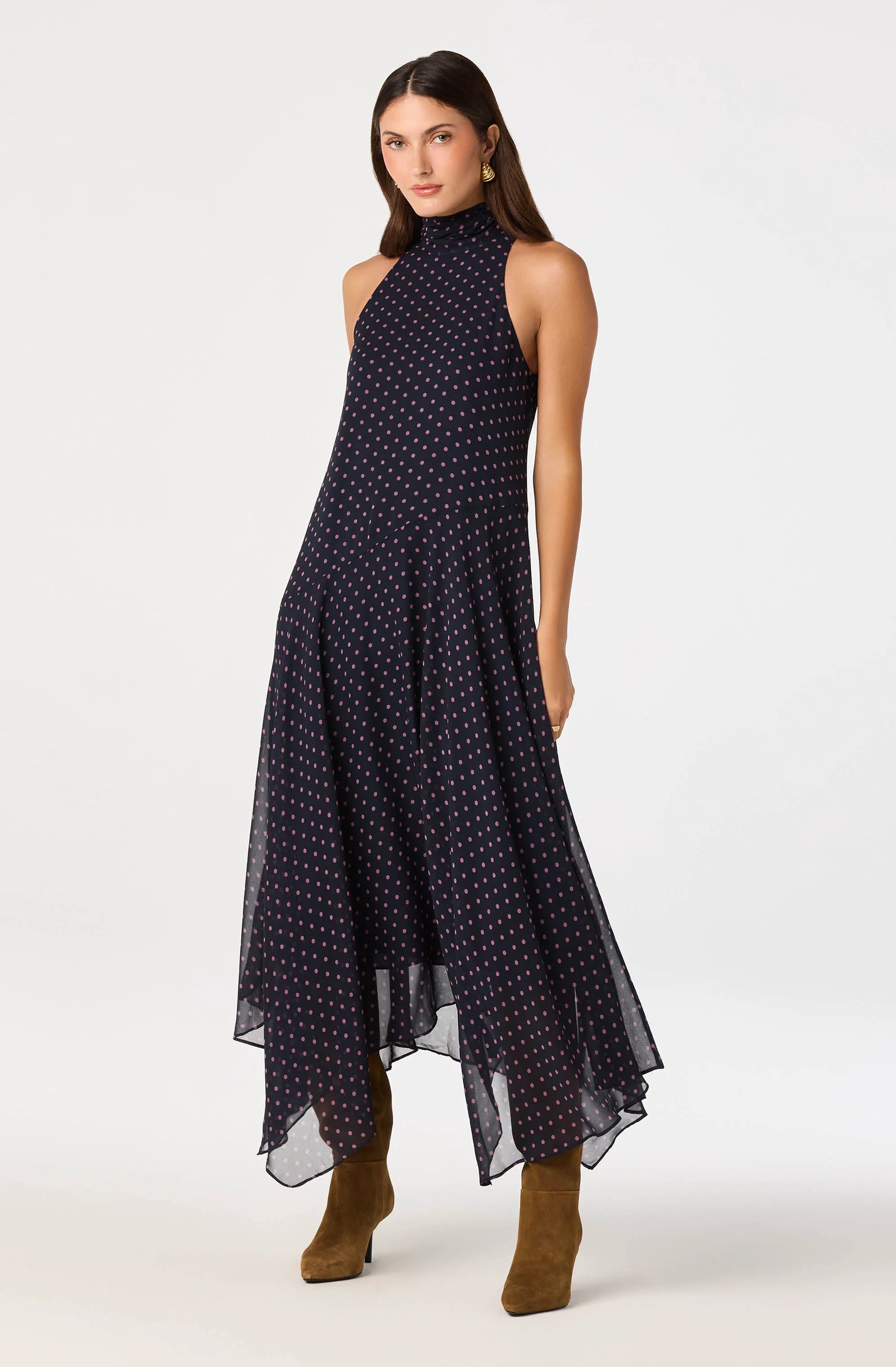 Navy pink polka dot