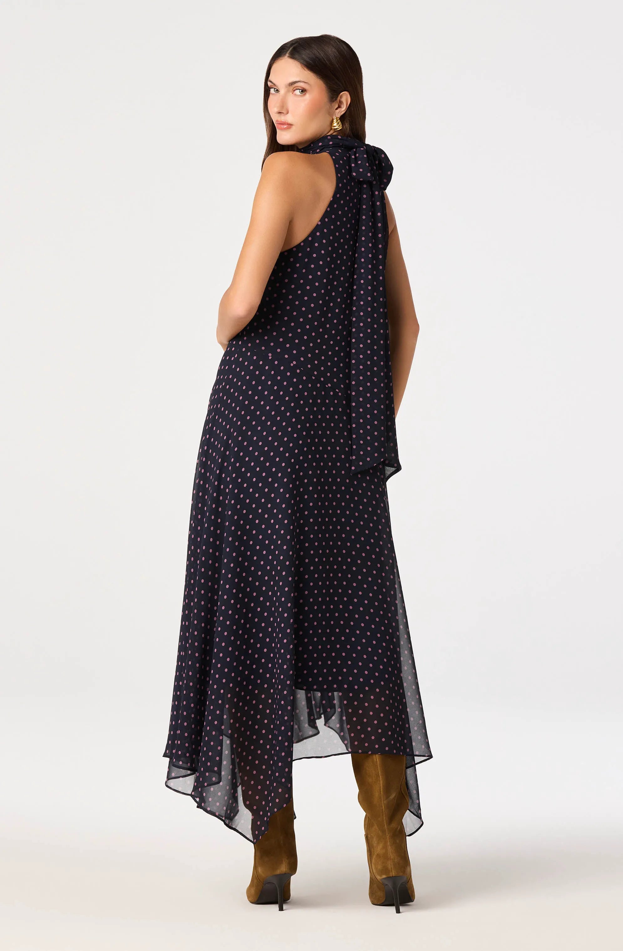 Navy pink polka dot