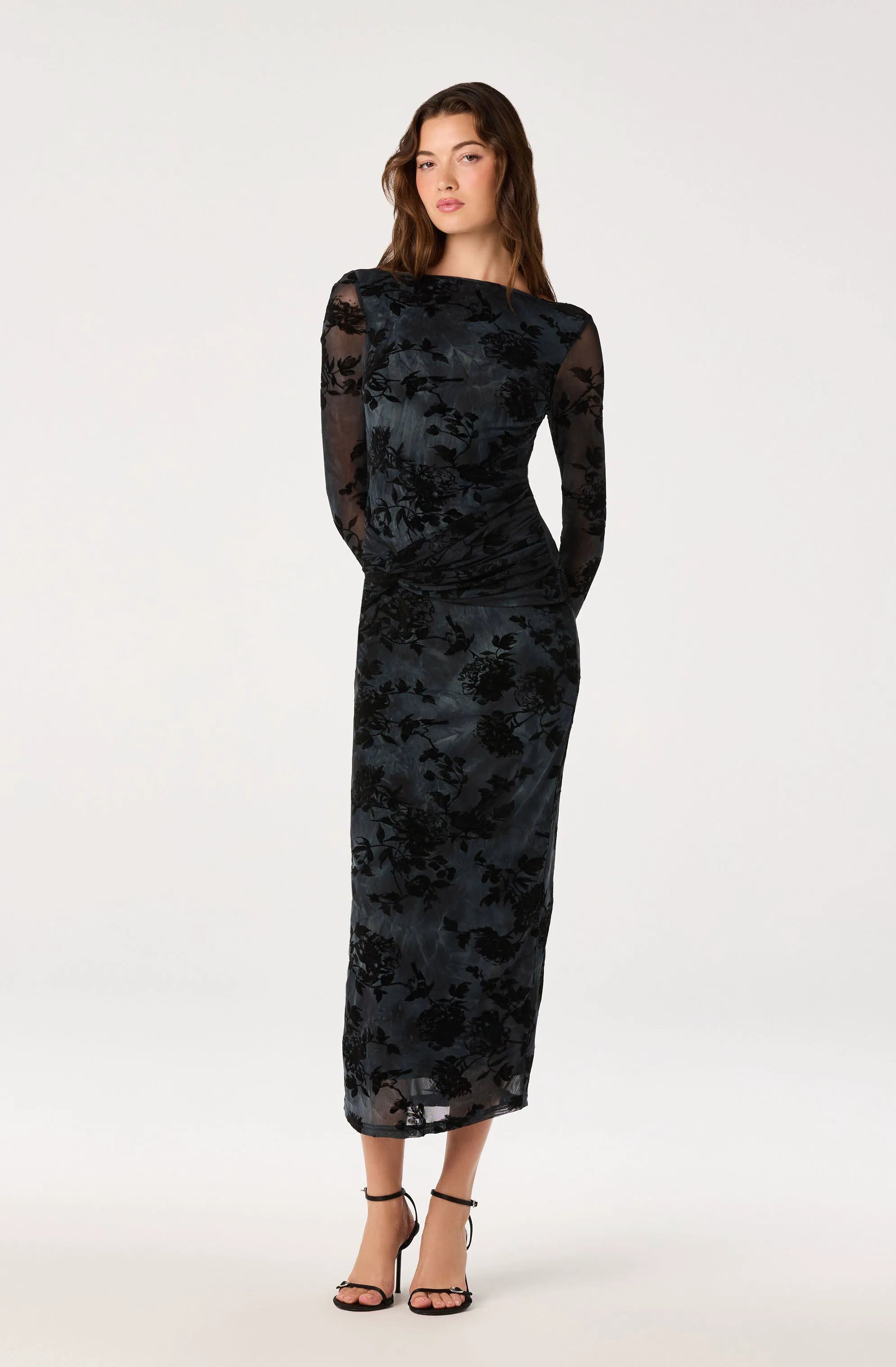Black blue floral