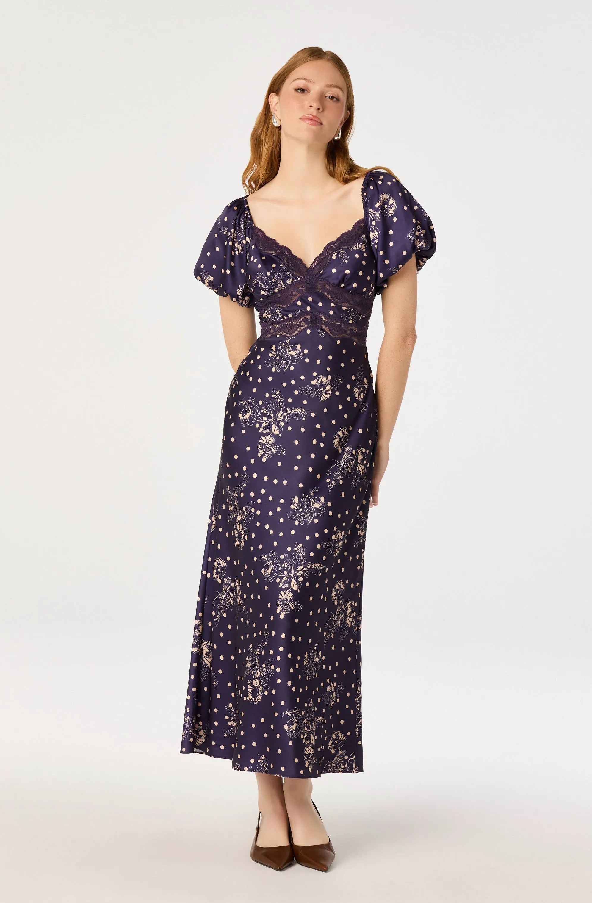 Navy polka dot