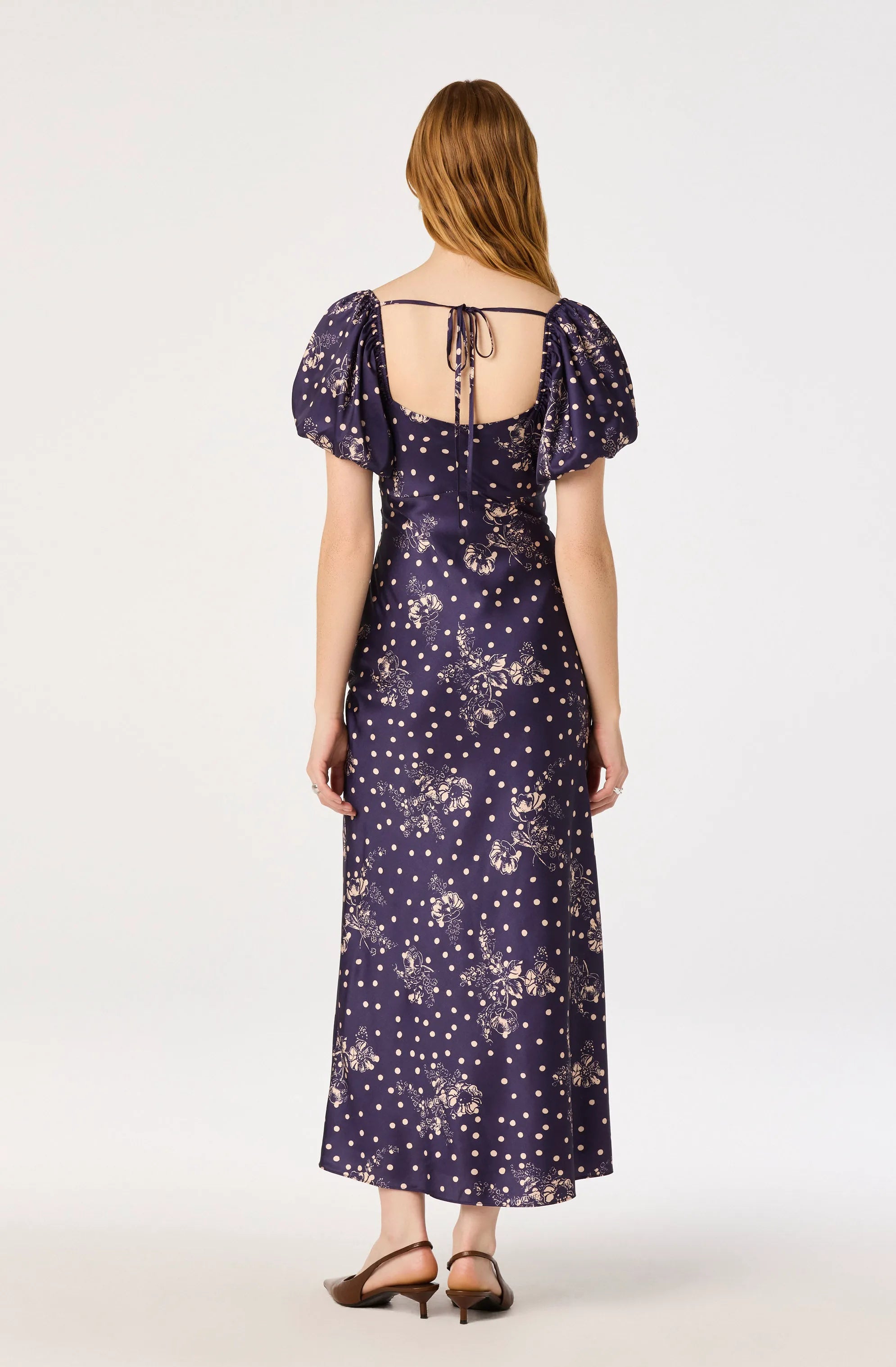 Navy polka dot