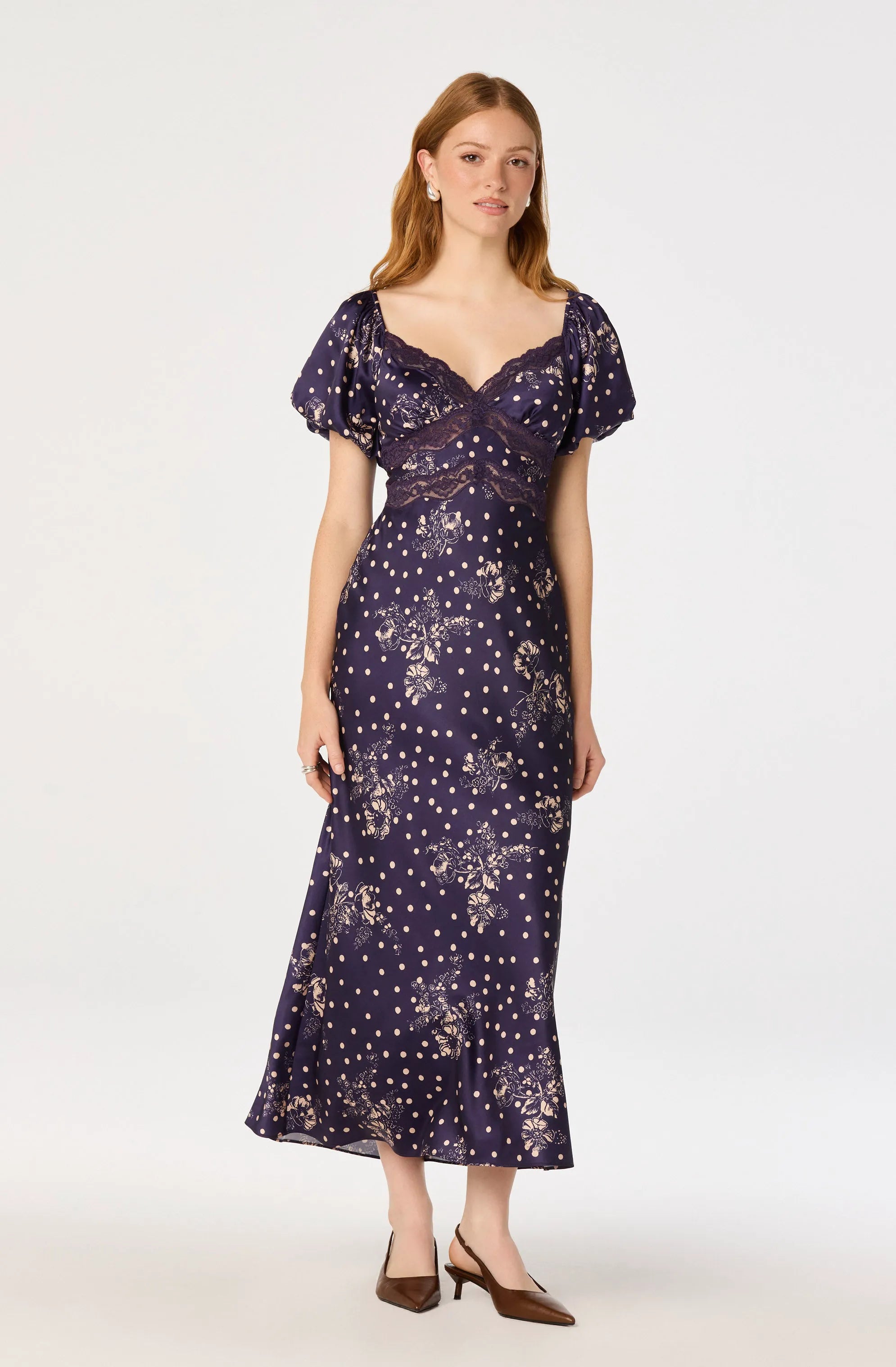 Navy polka dot