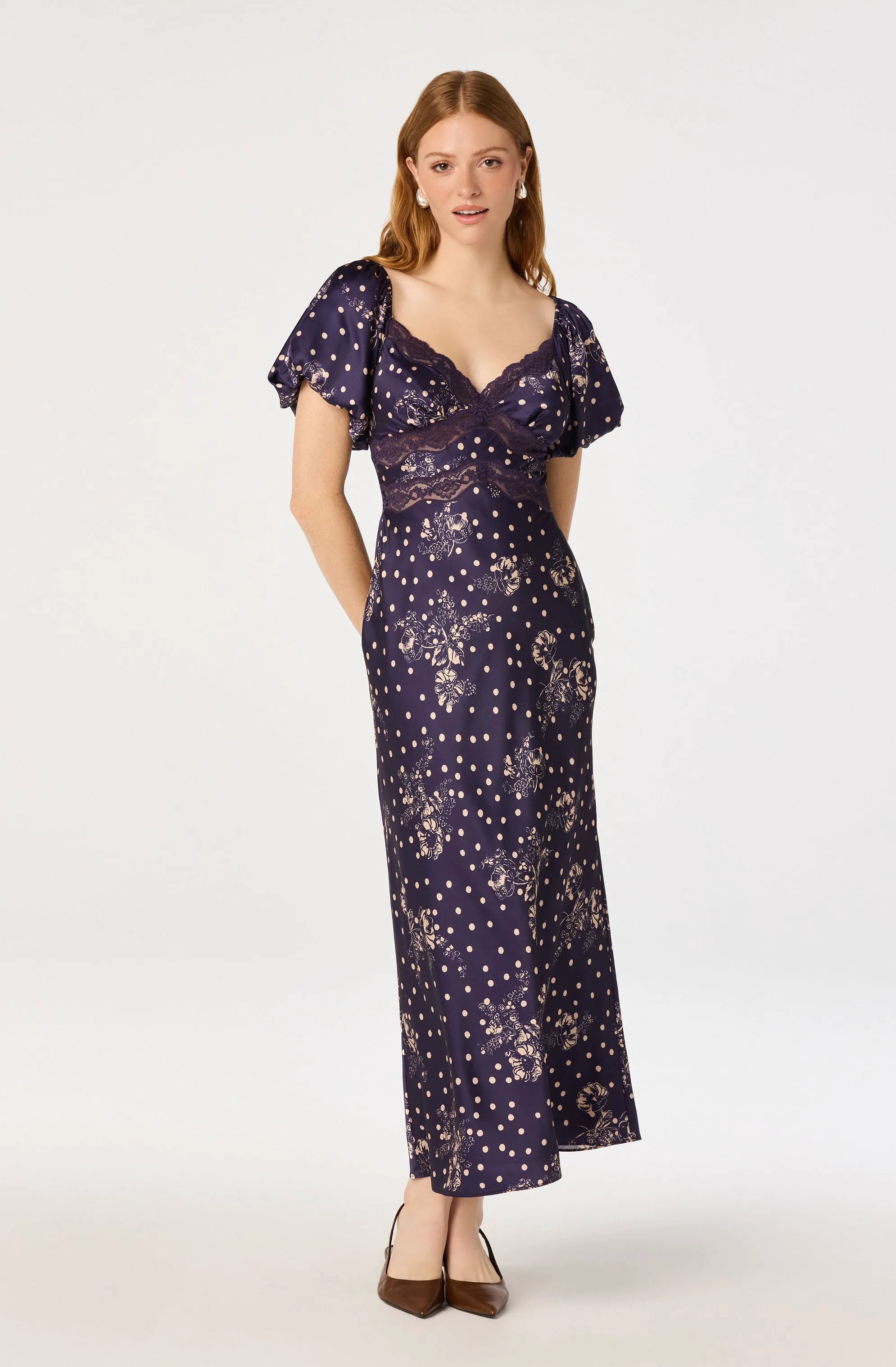 Navy polka dot