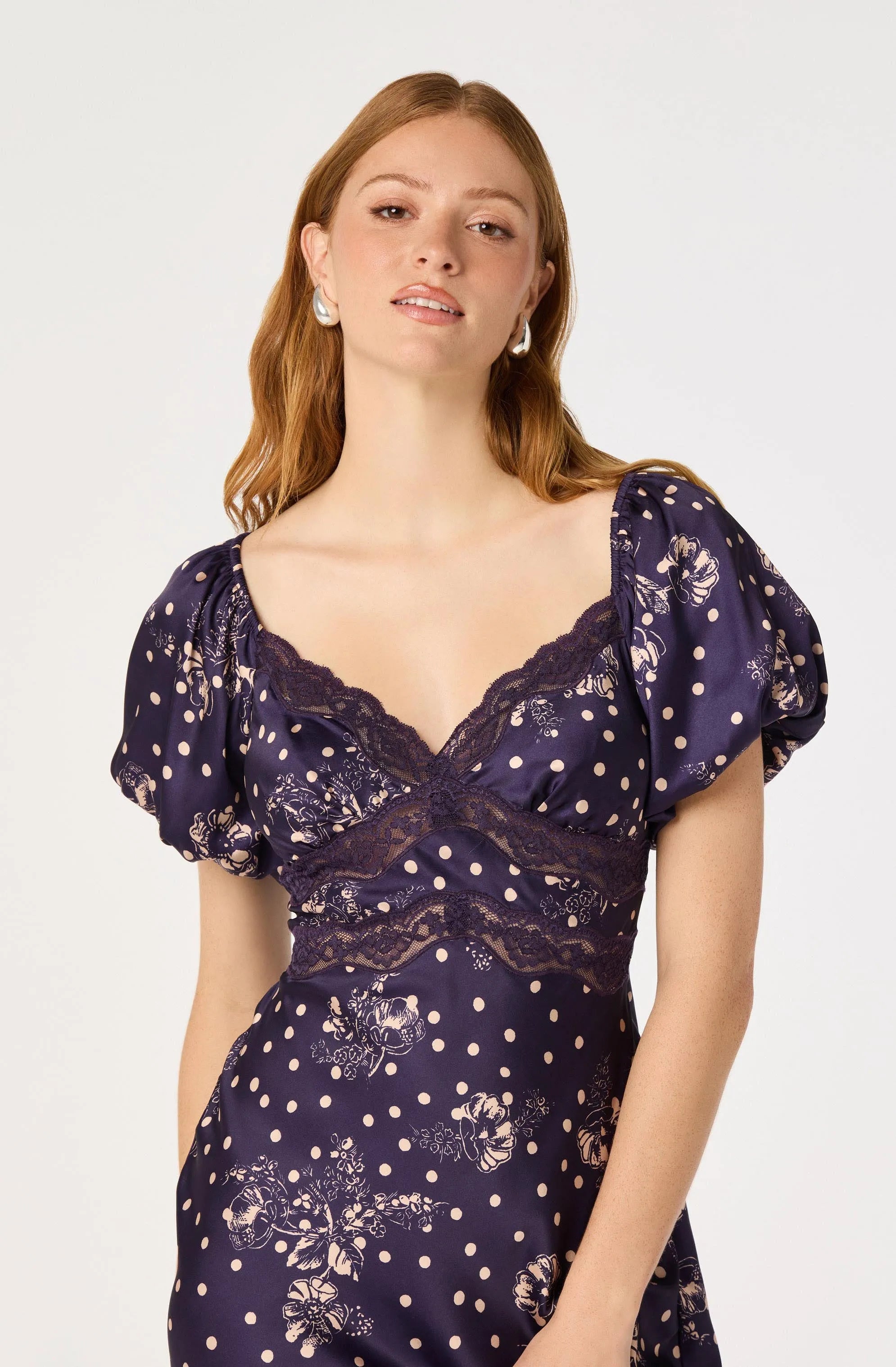 Navy polka dot