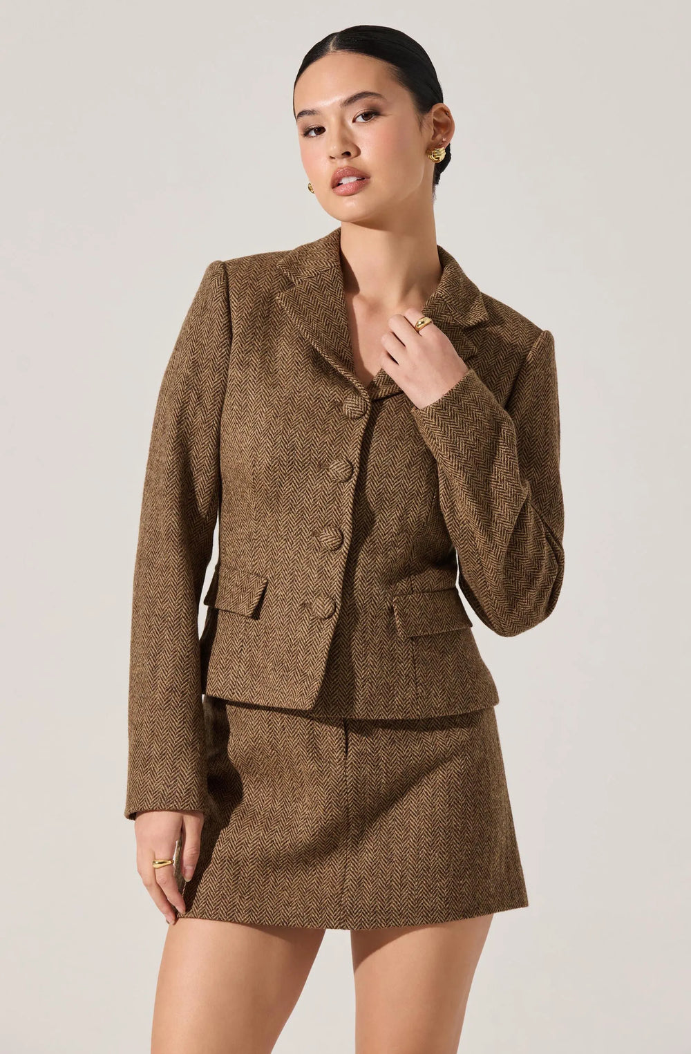 Brown herringbone