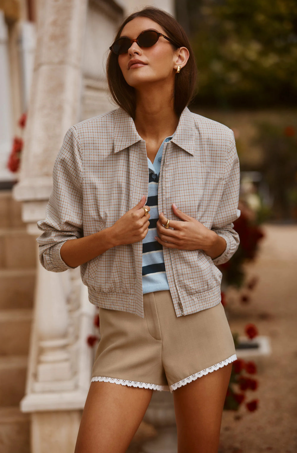 Brown blue plaid