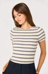 Cream navy stripe