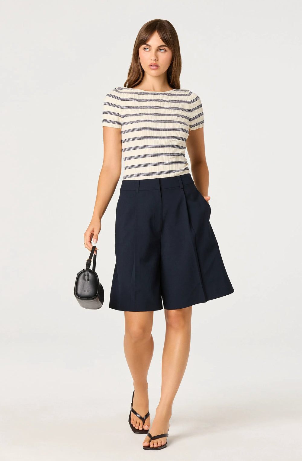 Cream navy stripe