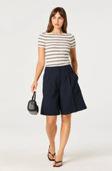 Cream navy stripe
