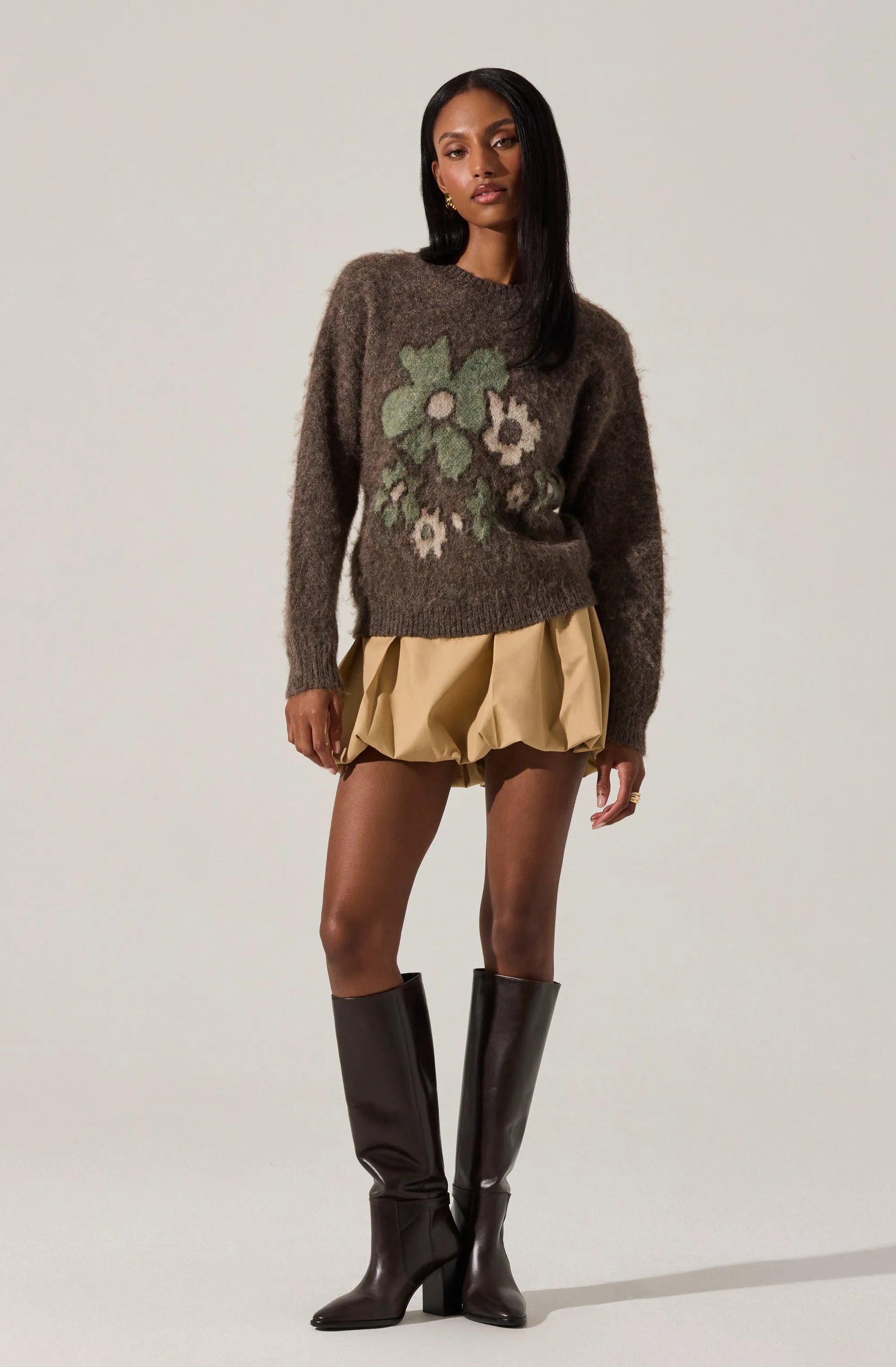 Brown green floral