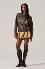 Brown green floral