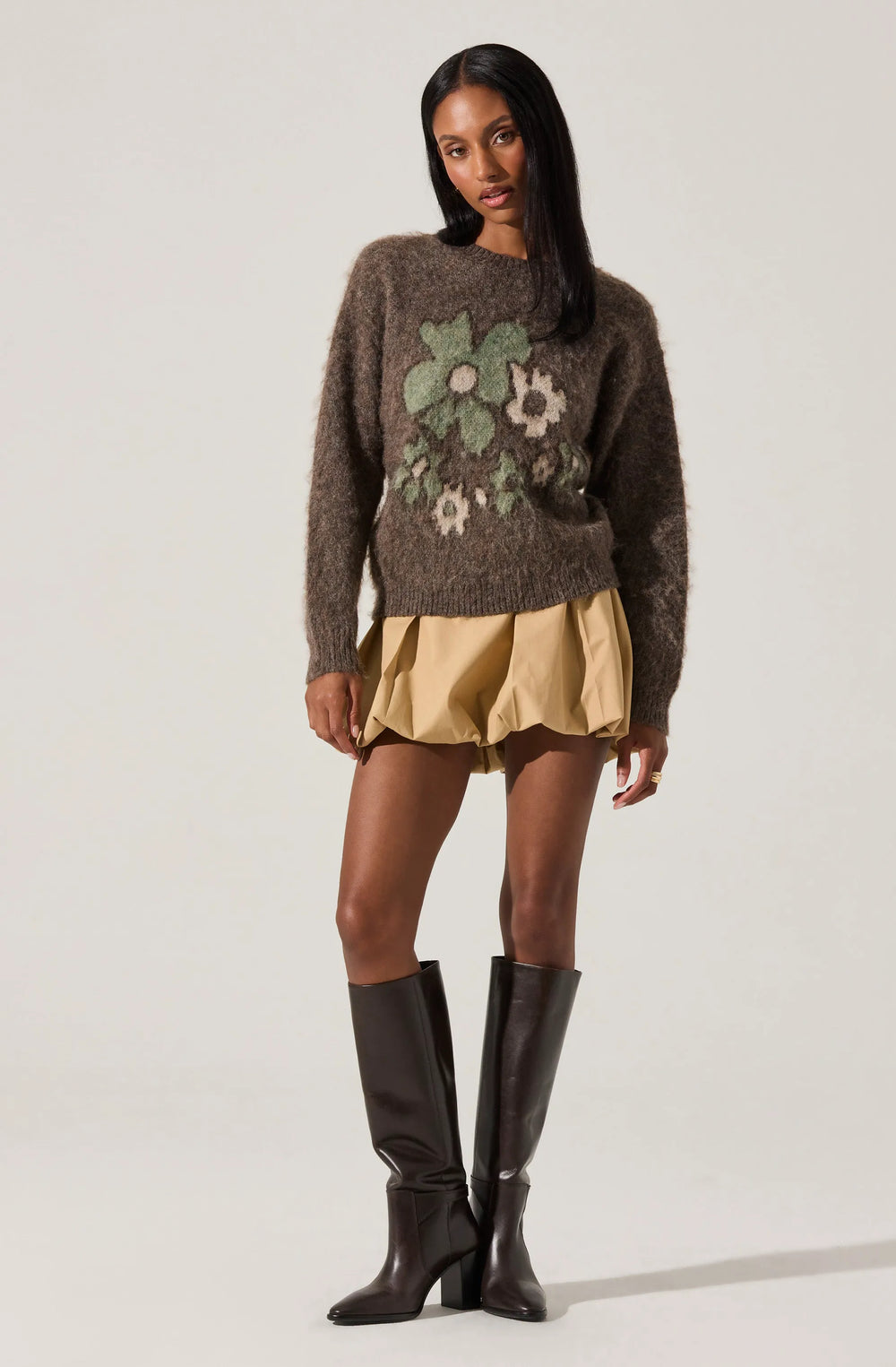 Brown green floral