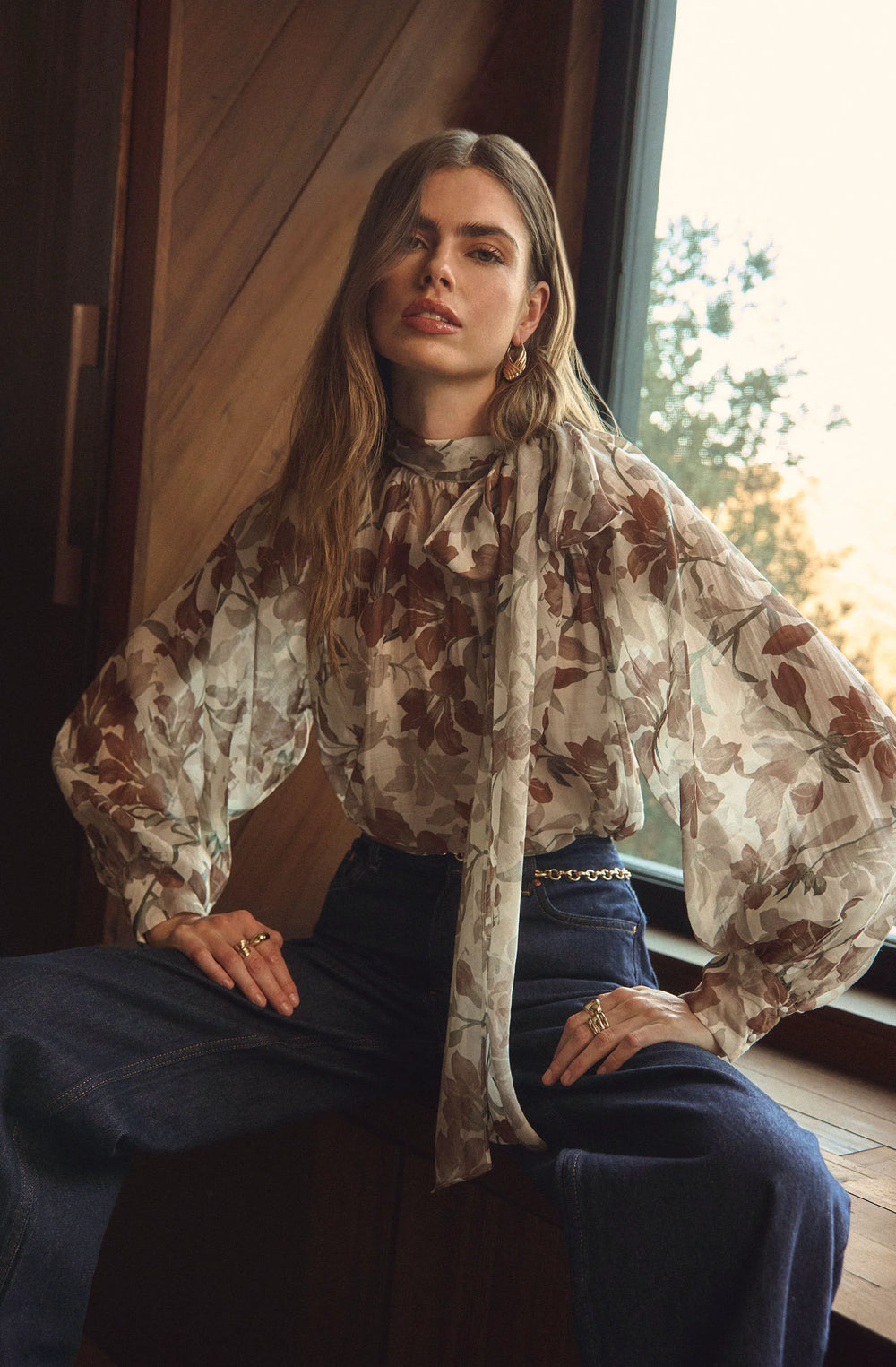 Brown white floral