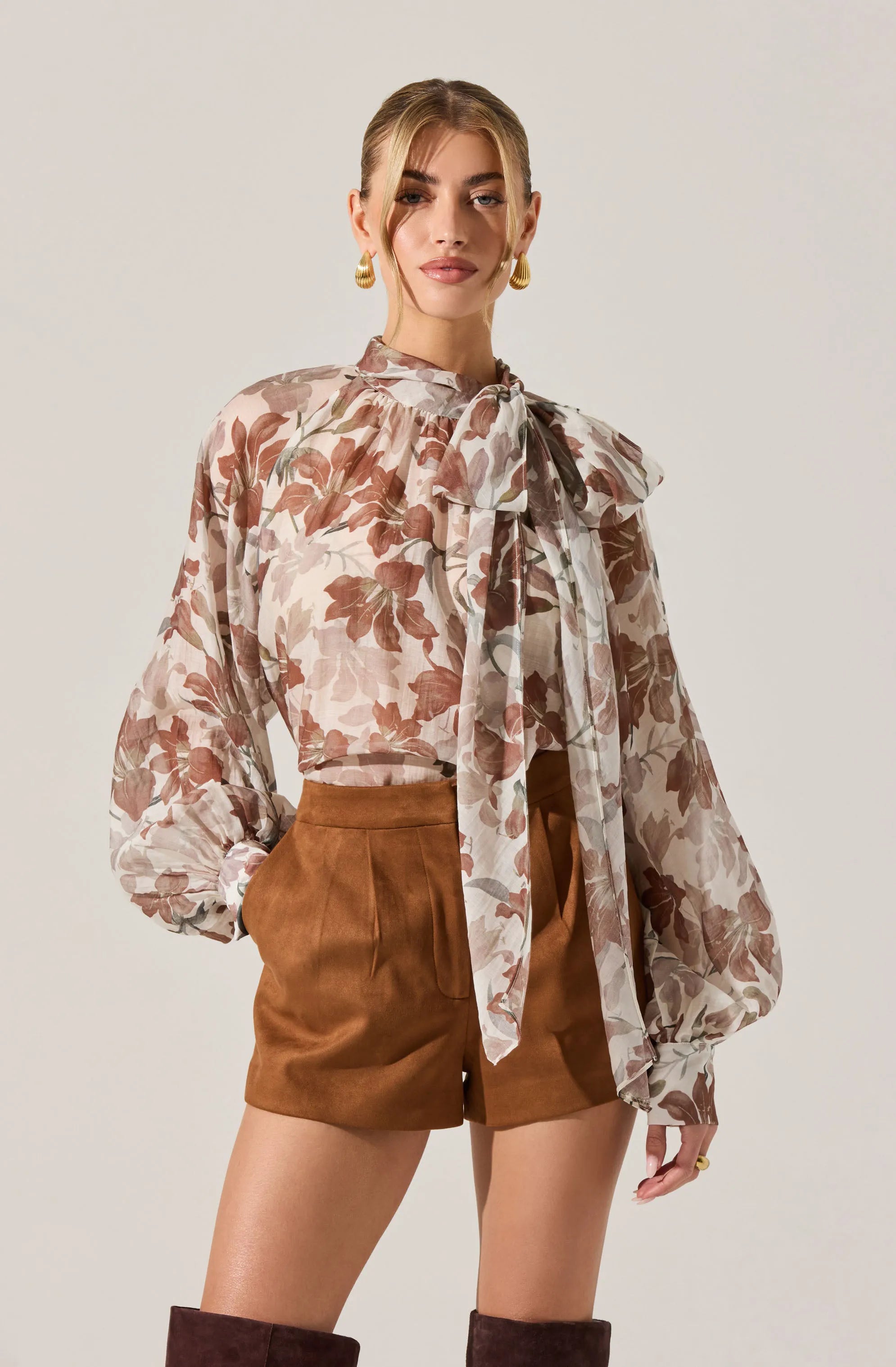 Brown white floral