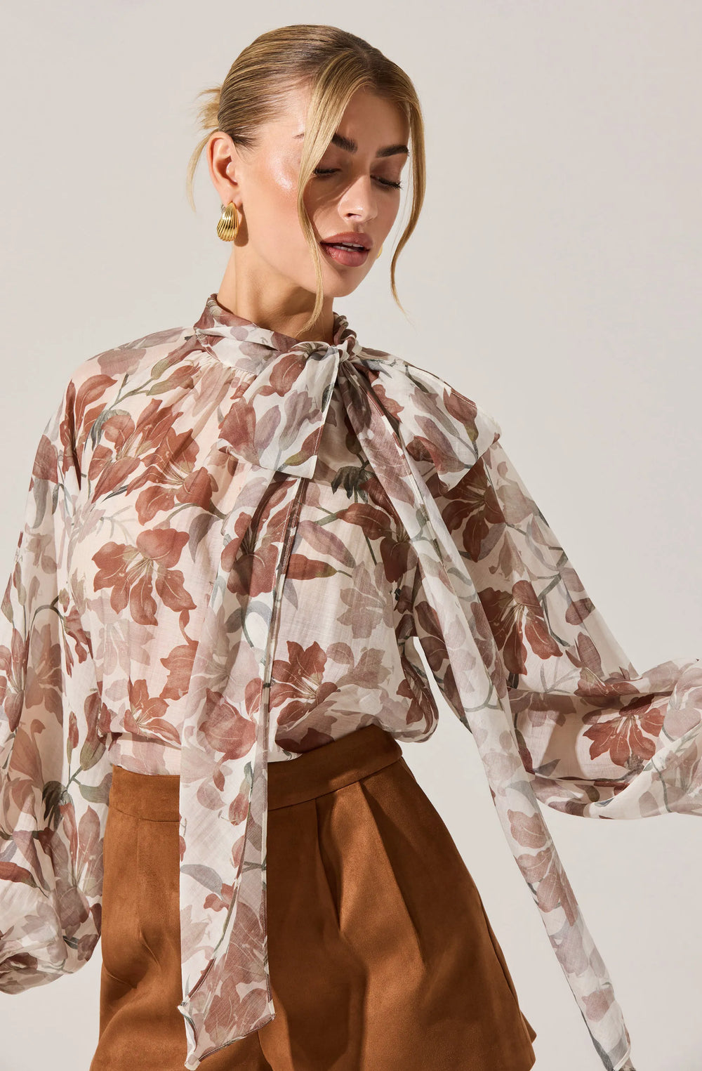 Brown white floral