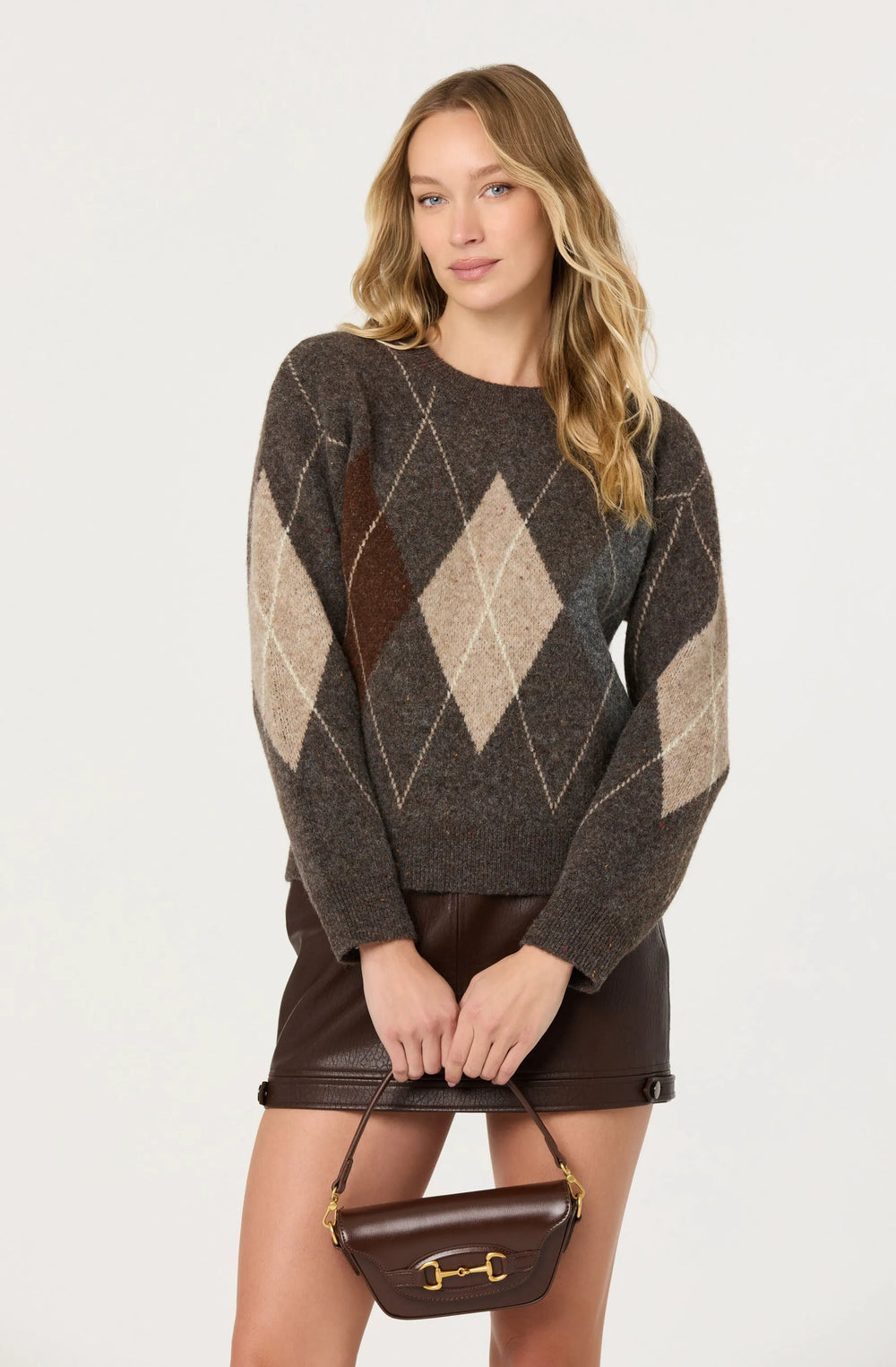 Grey brown argyle