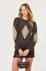 Grey brown argyle