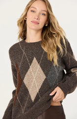 Grey brown argyle