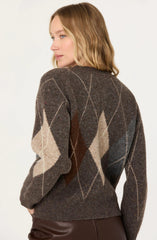 Grey brown argyle
