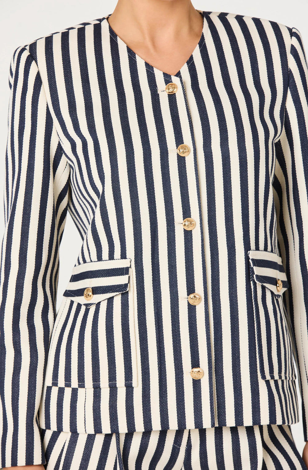 Cream navy stripe