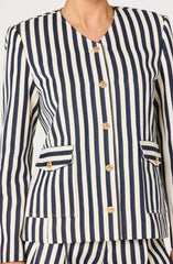 Cream navy stripe