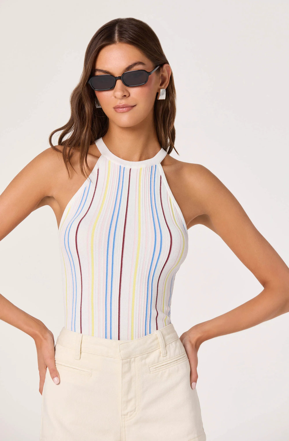 White multi stripe