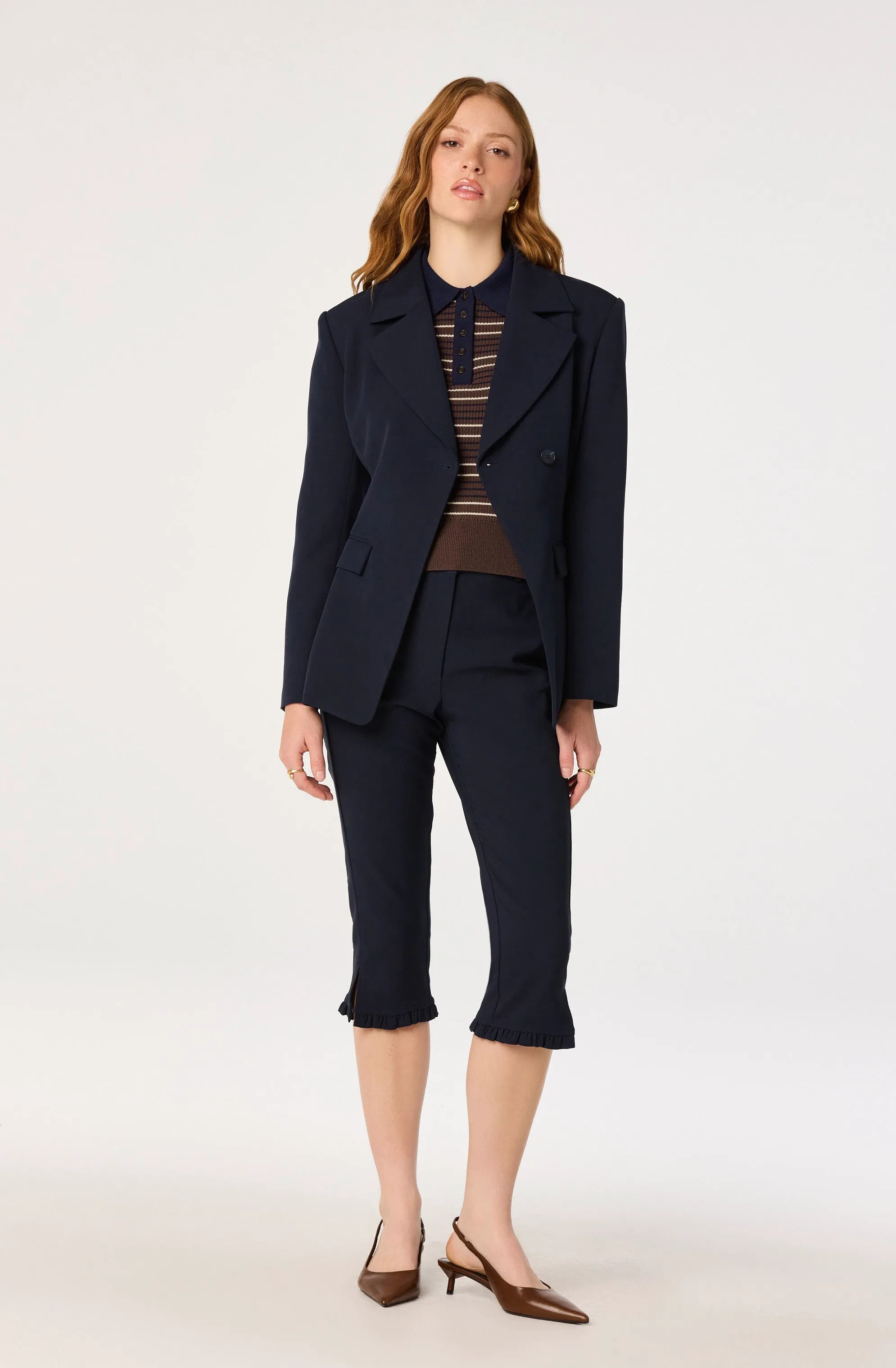 Brown navy stripe