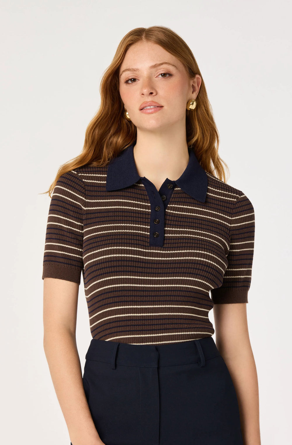 Brown navy stripe