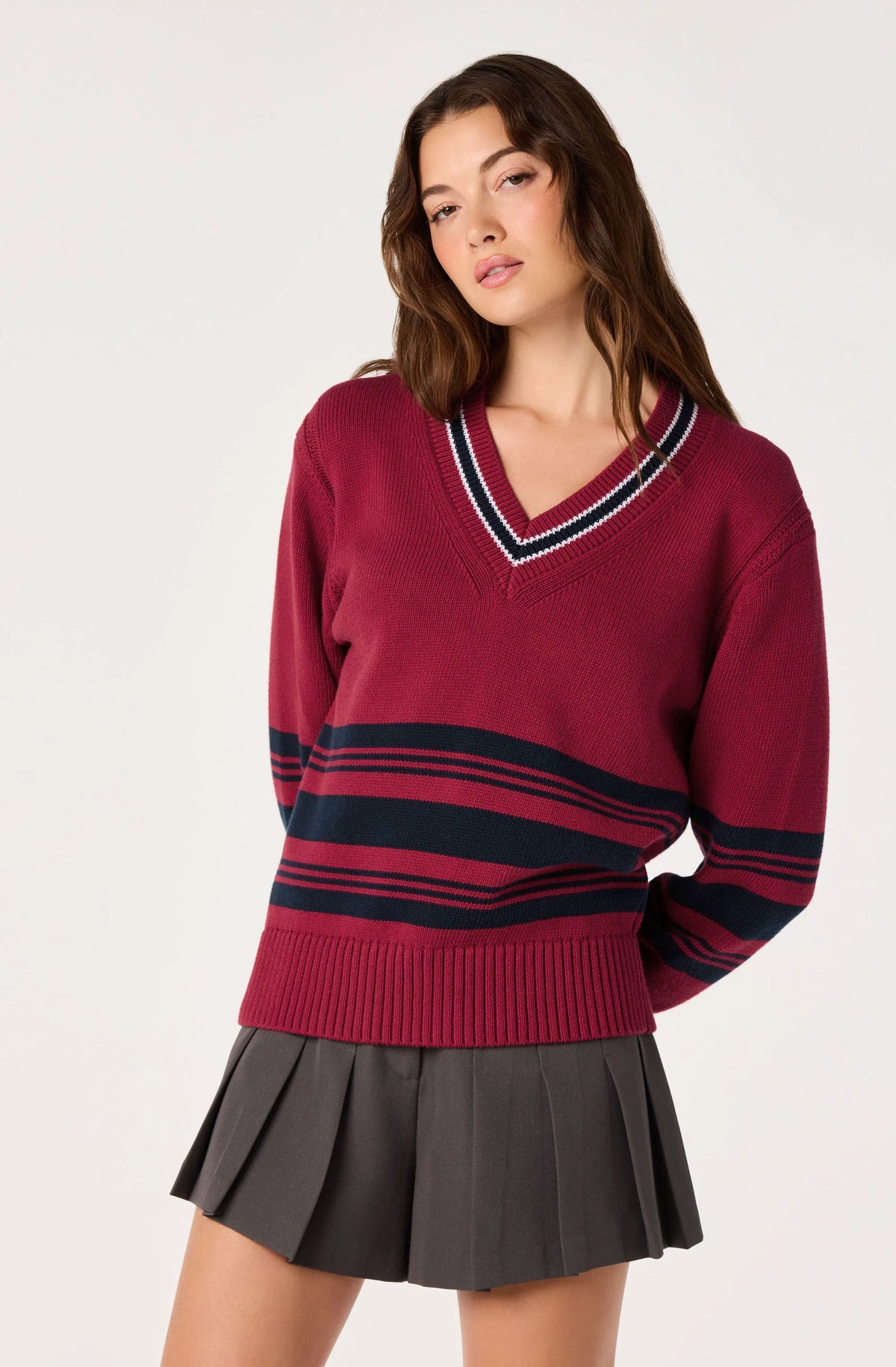 Scarlet navy stripe