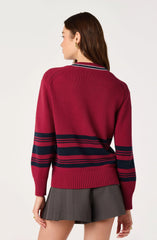 Scarlet navy stripe