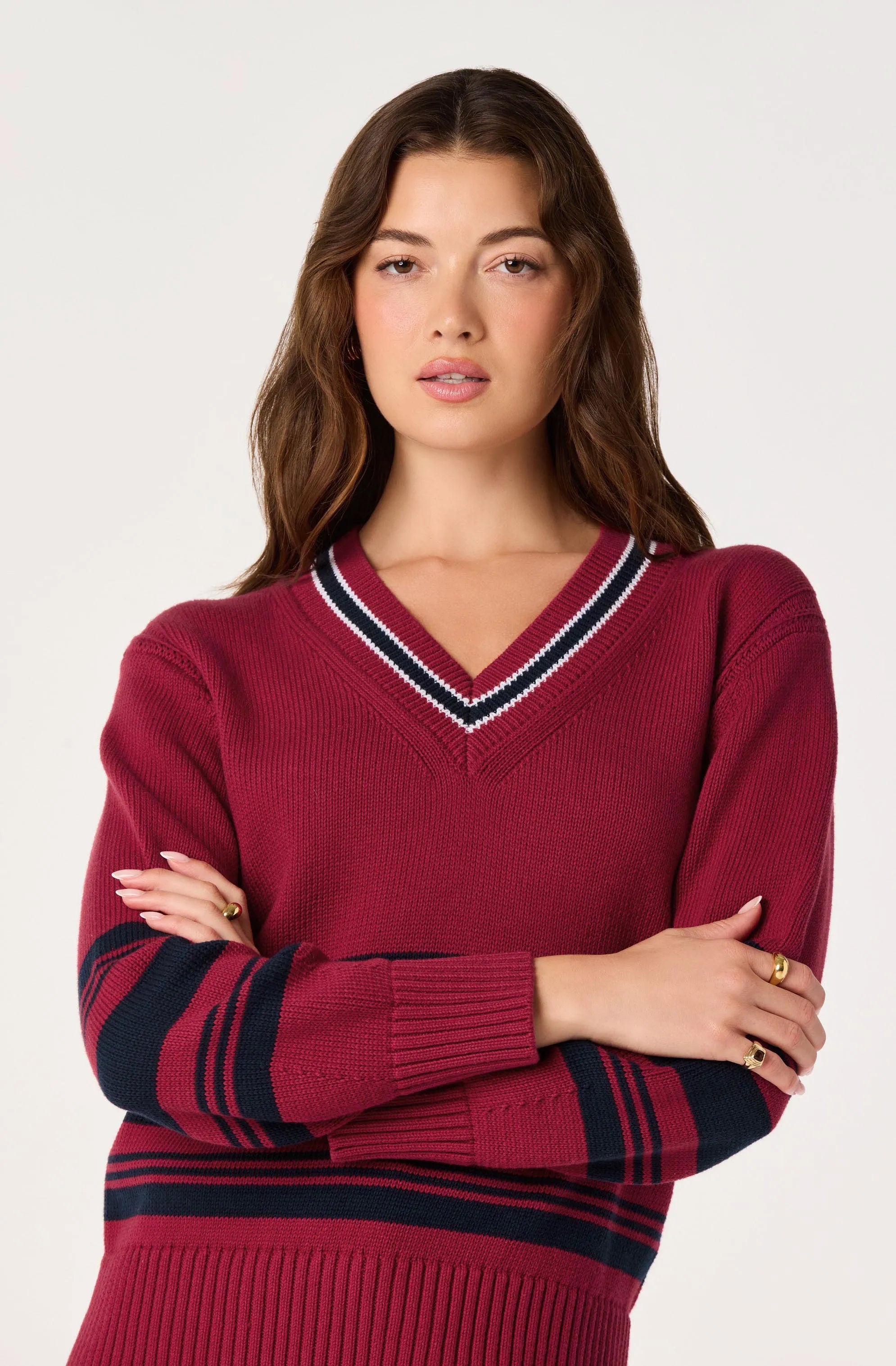 Scarlet navy stripe